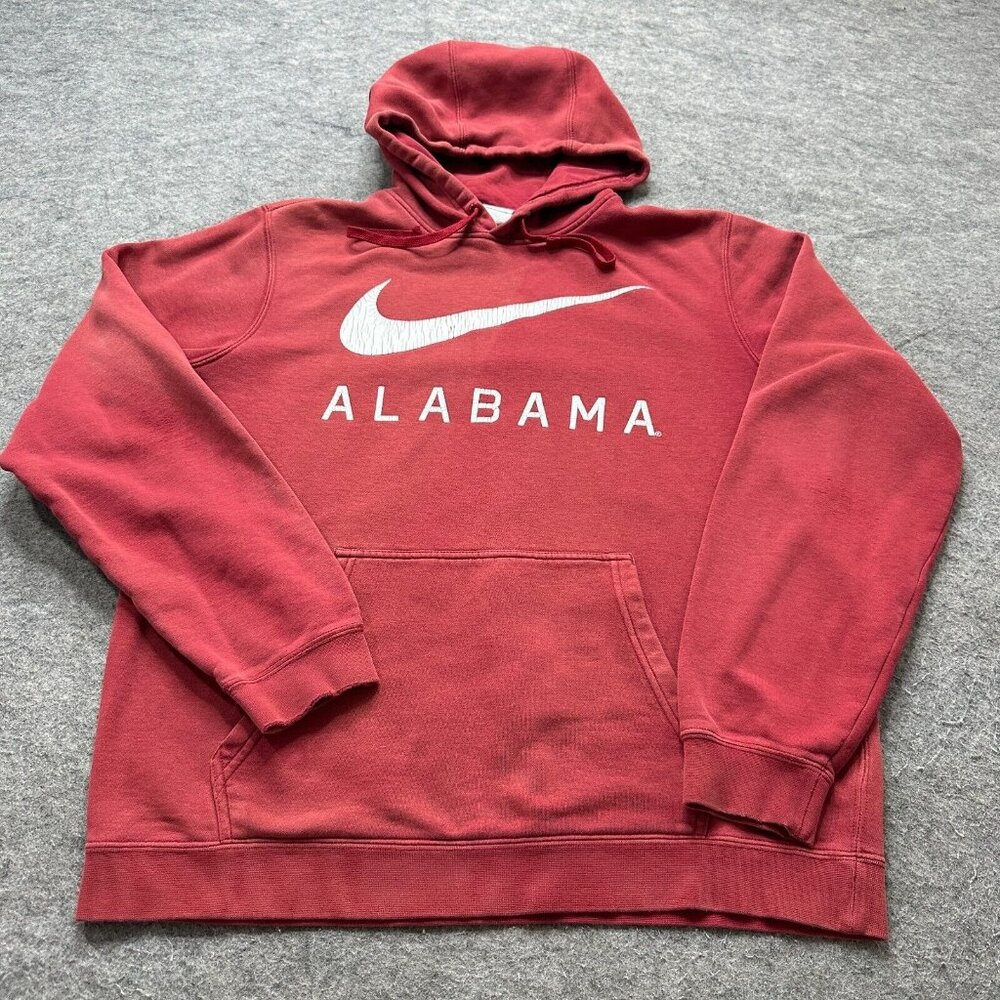 Alabama Crimson Tide Nike Hoodie Men M Red Center Swoosh Pullover Fleece